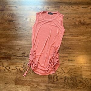 Coral Sleeveless Ruched Dress